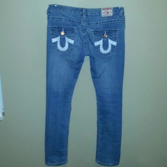 True religion silver sequins straight leg jeans.