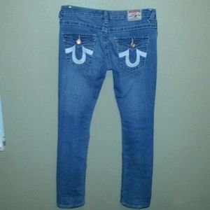 True religion silver sequins straight leg jeans.