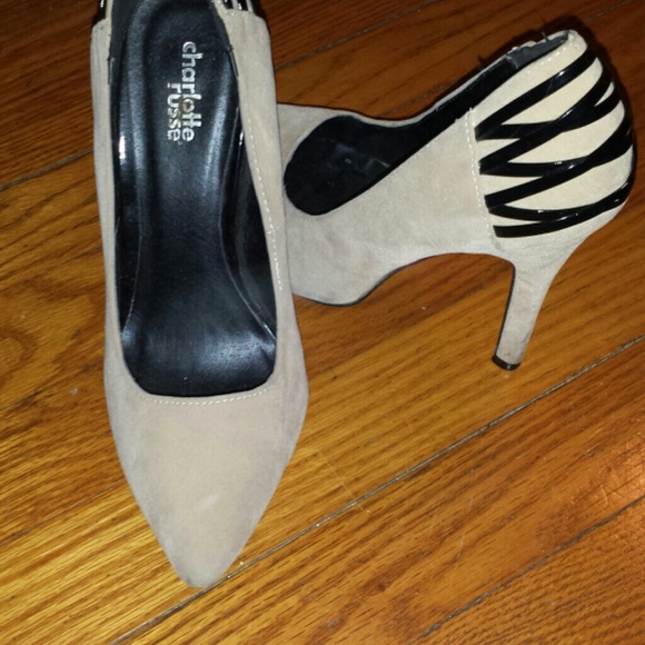 Tan suede heels with leather back - Picture 1 of 1