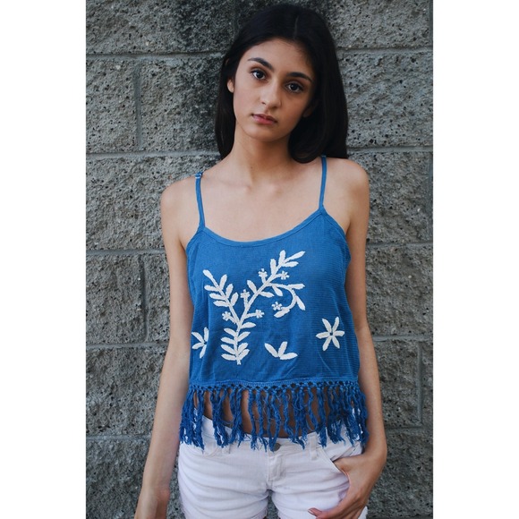 Blue Fringe Tank