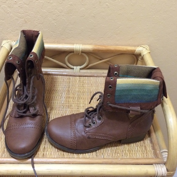 Chestnut colored combat boots