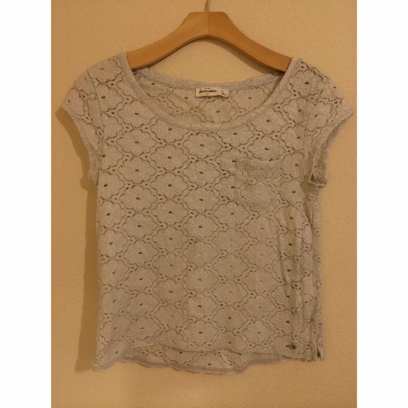 Light gray crotchet top from Abercrombie Kids - Picture 1 of 3