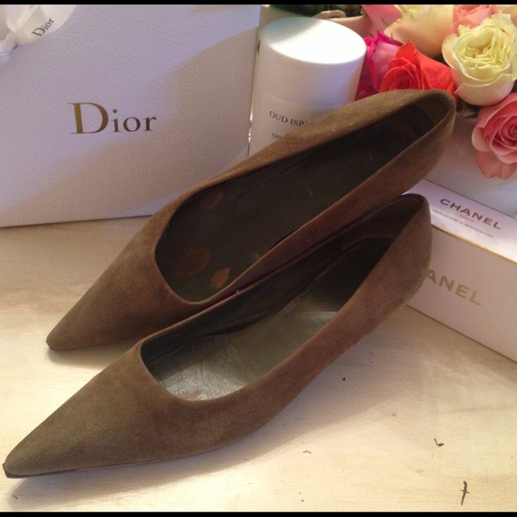 Prada Forest Green Suede Kitten Heels