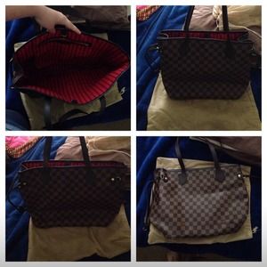 Checkered brown handbag