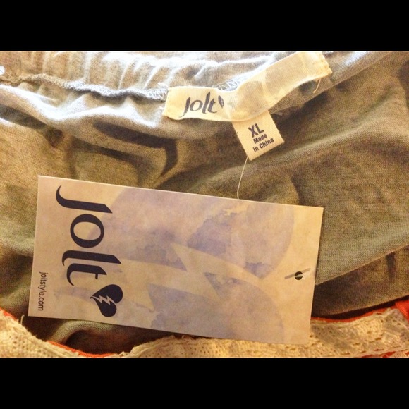 Peach/Coral and Gray Lace Knit Babydoll Tank Top - Picture 4 of 4