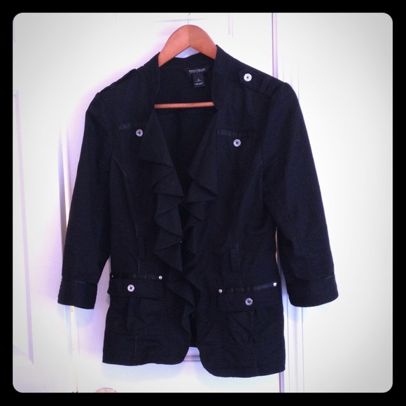 Black jacket with ruffle