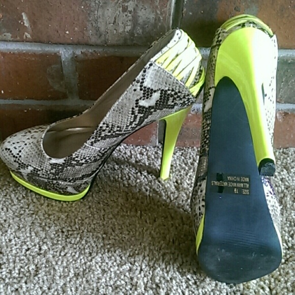 Python and lime green heels