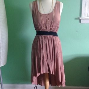 Hi low dress with cinched waist.
