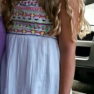 Aztec-Printed White Sundress.