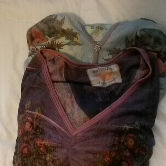 Bundled 2 butterfly drop out shirts