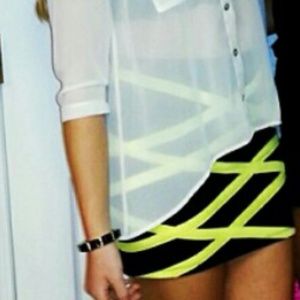 Lime Green & Black Mini Skirt