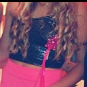 Black Shimmer Crop Top