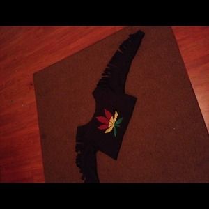 Destroyed stoner crop sweat shirt