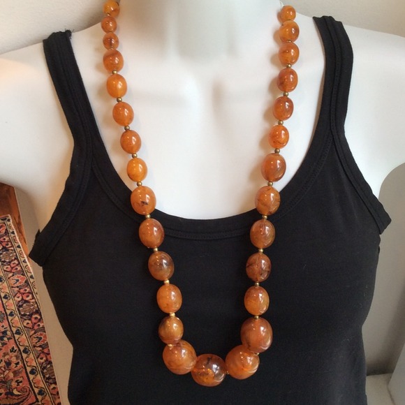 Graduated Butterscotch Faux Amber Bead Necklace