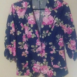 Black and pink floral blazer
