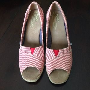 RESERVED FOR KATHYB89 TOMS red and cream striped