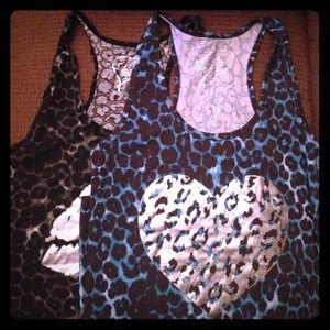 2 XL Rue 21 Racerback Tanks: Black/Grey Blue/Brown