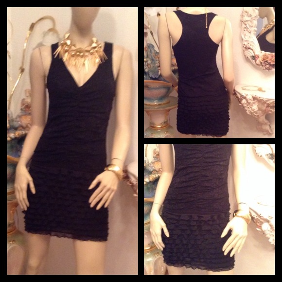 Love Notes Black Lace Dress with Flap Skirt