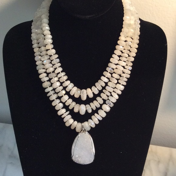 3 Moonstone Rondell necklaces