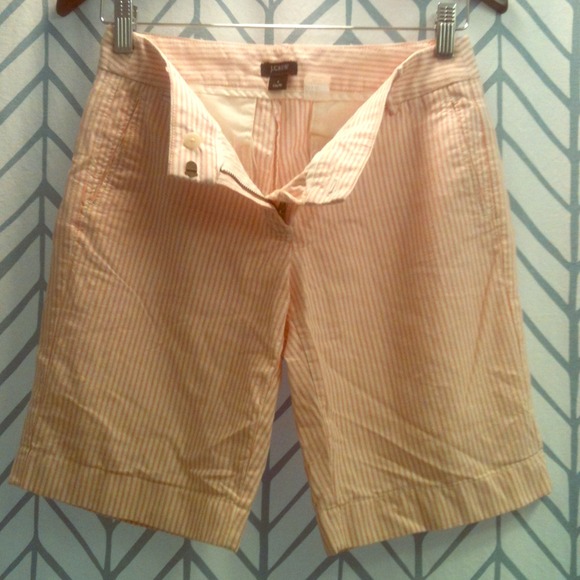 J Crew city fit shorts- pinkish red ticking-0