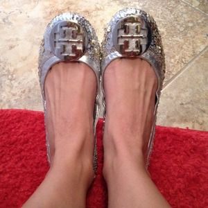 Silver Sequenced Tory Burch Flat