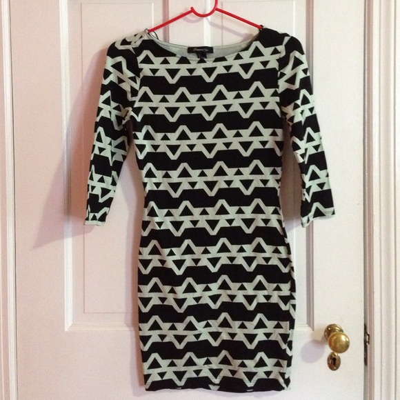 Mint/black bodycon dress