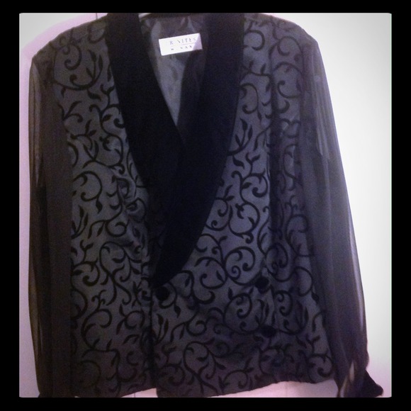 J. R. Nites Velvet Collar Sheer Sleeved Shirt