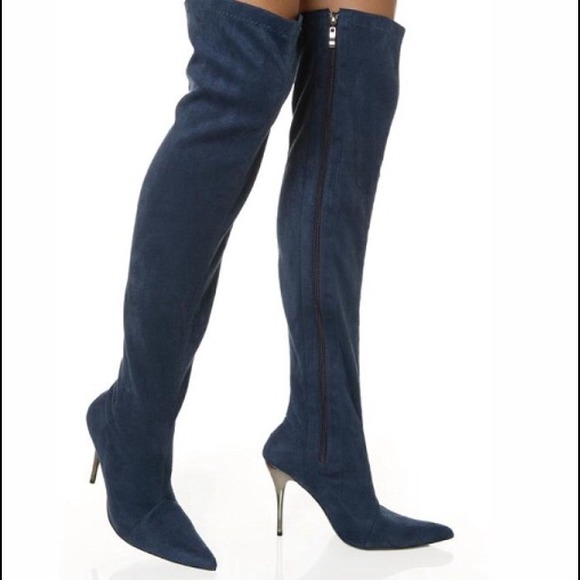 OVER THE KNEE NAVY BOOTS