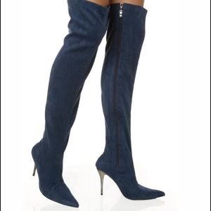 OVER THE KNEE NAVY BOOTS