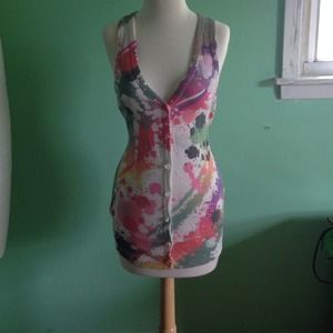 Racerback printed knit vest.