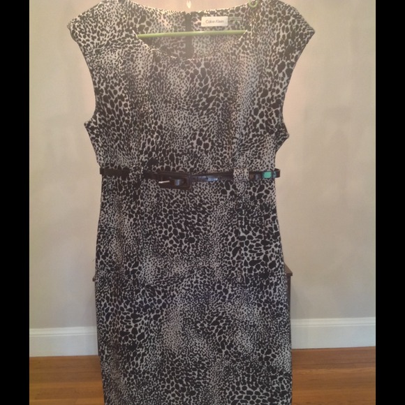 Calvin Klein Size 10P Leopard print dress w/ belt.