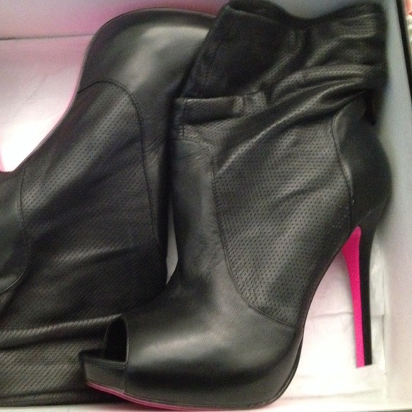 Black Peep Toe Booties