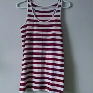 *SOLD* Crimson/ white stripe racerback tank-XL
