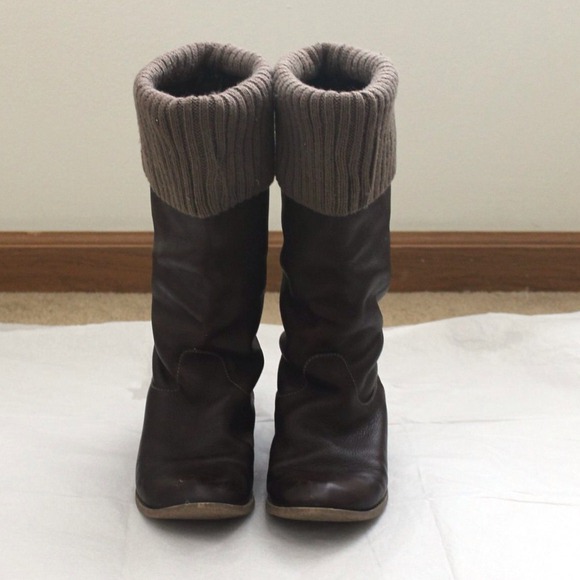 SOLD🚫NORDSTROM Genuine Leather Brown SlouchyBoots - Picture 1 of 4
