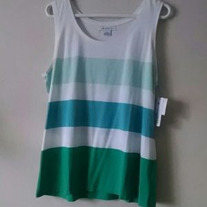 *SOLD* Liz Claiborne emerald stripe tank- XL