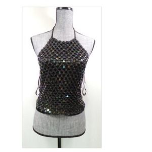 Backless black sequined top. Size 0/Small