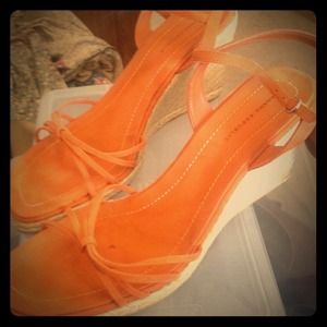 Banana Republic orange suede wedge espadrilles