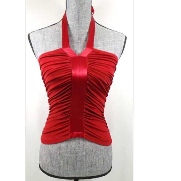 Red backless, tie-back top. Size 0/Small