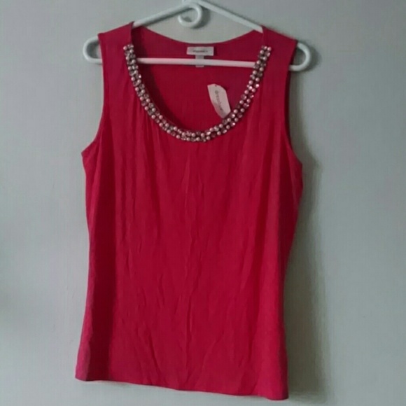 Dressbarn Coral Embellished tank- L