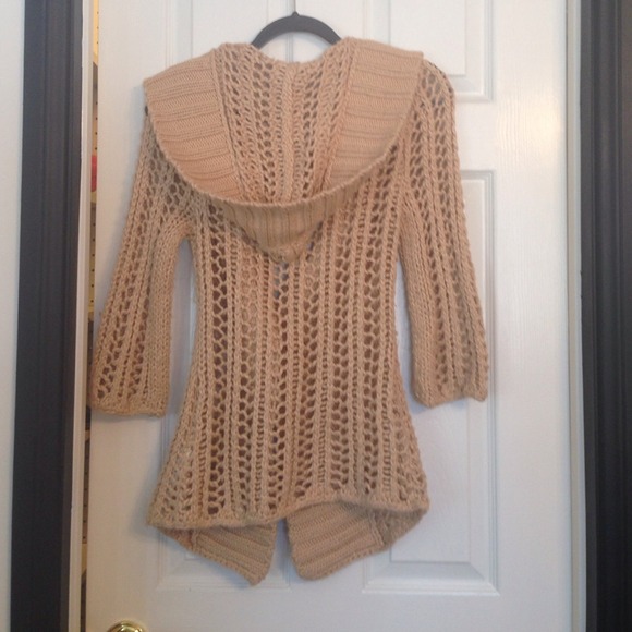 Free People tan knit sweater with hood - Picture 2 of 3