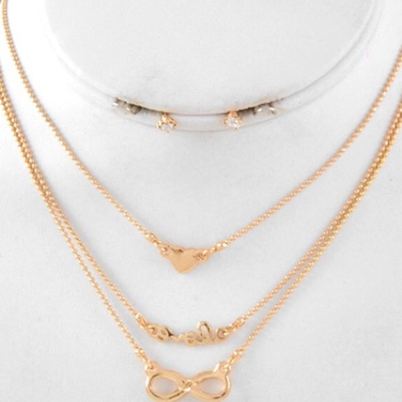 Gold color forever love necklace