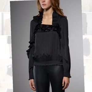 Patrizia Pepe pleated ruffle long sleeve top