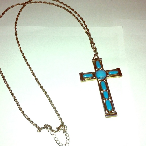 Turquoise cross necklace.