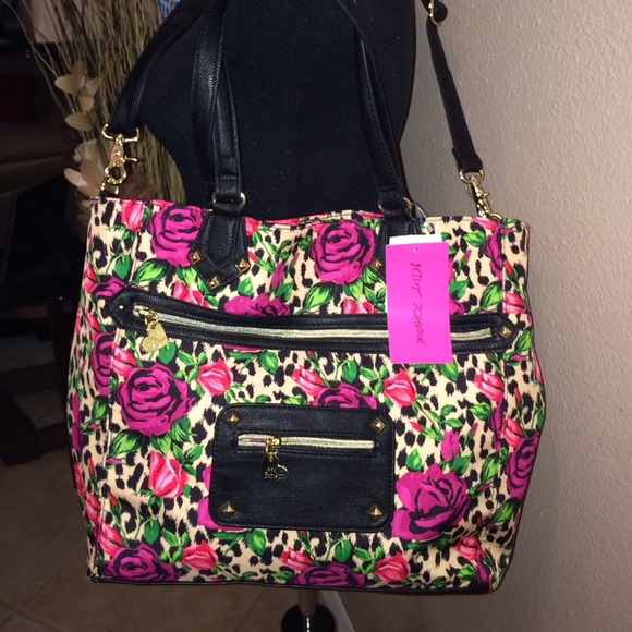 NWT Betsey Johnson Wild Roses Pink Tote