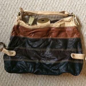 Multicolored brown back with big zipper