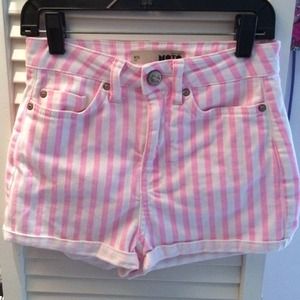 Top Shop high waisted pink stripped shorts