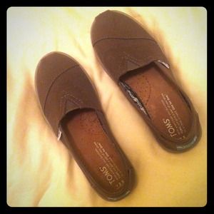 Toms Taupe Colored Canvas Slip-On Shoes