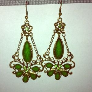 Green gem earrings