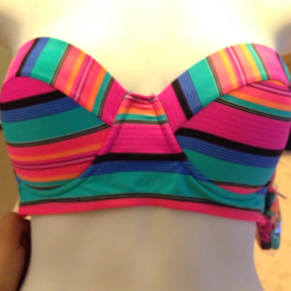 🔴SOLD🔴 HOT NEON BUSTIER BIKINI TOP NWT - Picture 2 of 4
