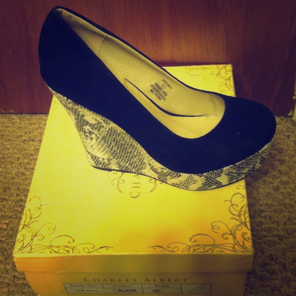 Animal print wedge heels